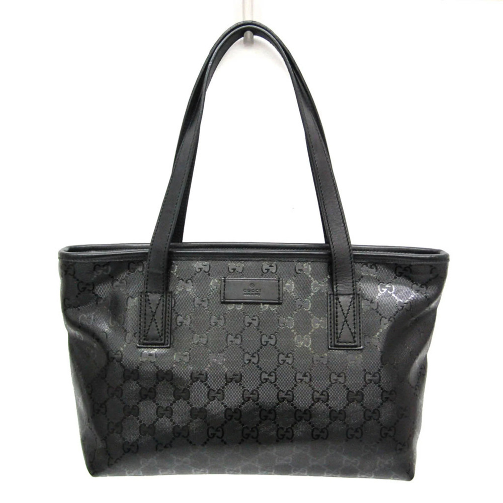 Gucci GG Imprimé 211138 Women's PVC,Leather Handbag,Shoulder Bag Black